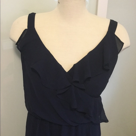 NWT Chaps by Ralph Lauren Navy Chiffon Midi Dress - Picture 3 of 5